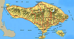 Map of Bali - Carte des routes et géographie de Bali