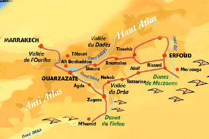 Carte du sud marocain. Cliquez pour revenir  la page prcdente